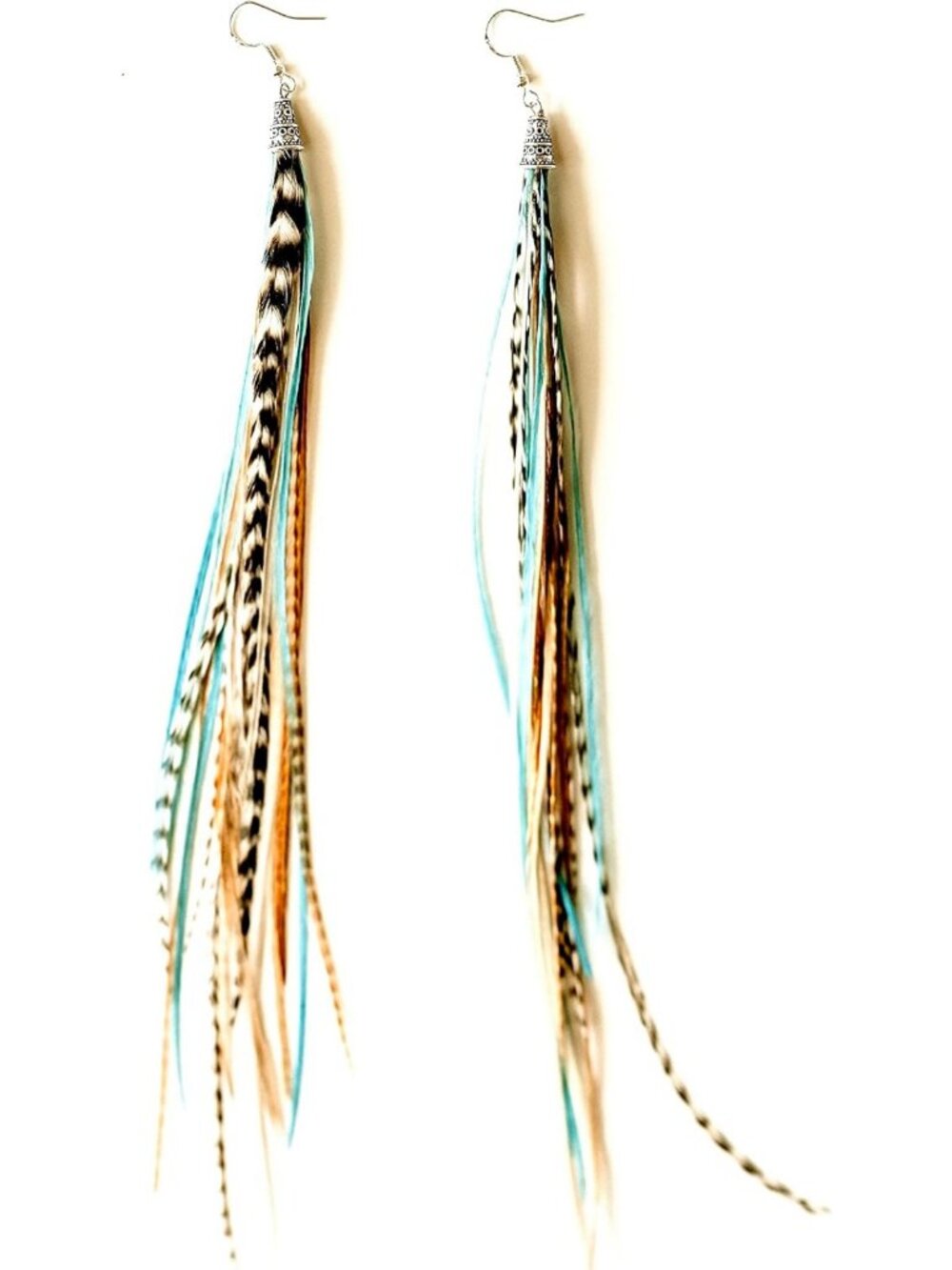 Bohemian Lightweight Feather Dangle Earrings - Handmade Long Style for Women